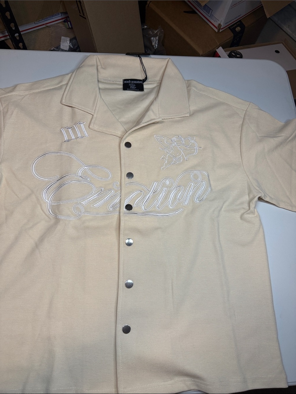 Mixed emotion button up